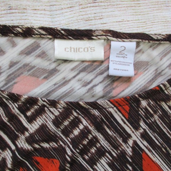 *2/$30* Chico's Brown Orange Print Blouse - Picture 2 of 6